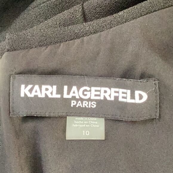 KARL LAGERFELD NWT SLEEVELESS CREPE JUMPSUIT BLACK SIZE 10 CROPPED WIDE LEG - Picture 8 of 8